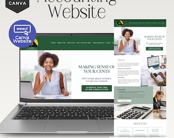 Canva Website Template for Accountants, Editable Business Design, Tax Preparation Digital Download