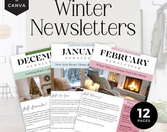 Real Estate Winter Newsletter, Realtor Marketing, Email Templates, Market Update, Seasonal Mailer Bundle - RE002