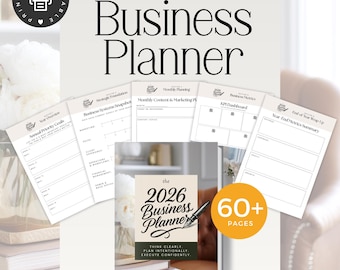 2026 Business Planner | Entrepreneur PDF | Small Business Organizer | Goal Setting, Monthly & Weekly Planner | Printable CEO Checklist