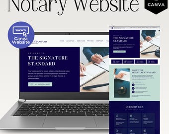 Notary Landing Page Template, Mobile Notary Website for Canva, Signing Agents, Mobile Friendly Notary Website with Pricing - NT001