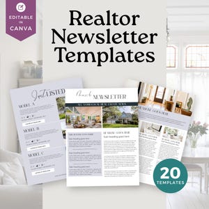 Real Estate Monthly Newsletter | Customizable Newsletter Templates | Canva Template | Email Marketing for Realtors - RE001