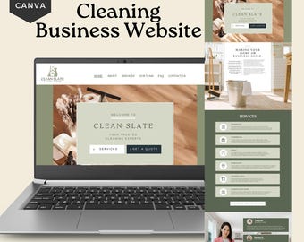 Reinigungsfirma Website Vorlage, bearbeitbares Canva Design für professionellen Reinigungsservice, Business Website - CL001