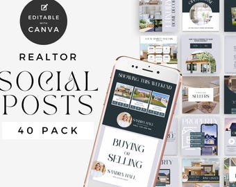 Real Estate Social Media Templates 2025, Editable Canva Posts, Realtor Marketing Kit, Instagram Content Ideas - RE001