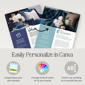 K&ouml;nnte beinhalten: Zwei Newsletter-Vorlagen mit dem Wort "Willkommen" und dem Text "Melden Sie sich f&uuml;r unseren E-Mail-Newsletter an!" werden angezeigt. Die Vorlagen befinden sich auf einem hellgrauen Hintergrund mit Symbolen und dem Text "Einfach in Canva personalisieren."