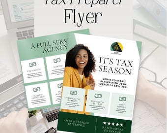 Tax Tips Flyer, Editable Tax Preparation Templates, Digital Download, Social Media Marketing for Tax Services