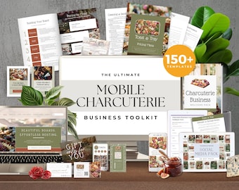 Paquete para negocios de charcutería: plantillas editables para tablas de quesos y embutidos, cuestionario para clientes, contrato para proveedores de eventos - CB001