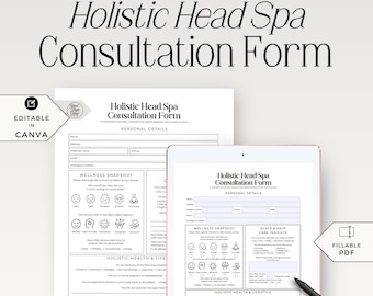 Head Spa-Beratungsformular, bearbeitbare Saloneingangsformulare, japanische Kopfhautbehandlungsvorlagen, ausfüllbare Schönheitsformulare