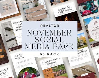 November Real Estate Marketing Templates, Thanksgiving Social Media Posts, Realtor Canva Designs for November - RE001