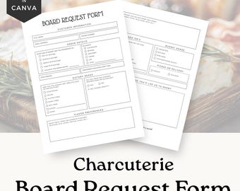 Charcuterie-Business Forms, anpassbare Board-Anfrageformularvorlagen, bearbeitbare Bestellformulare, Grazing Board, mobile Charcuterie-Wagen - CB001