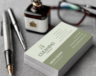 Premade Cleaning Business Card Template, DIY Housekeeping Card Design, Professional Cleaning Services Card - CL001