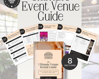 Guía de alquiler de espacios (PDF), Manual de planificación de eventos, Lista de comparación de espacios, Plantilla de planificación presupuestaria