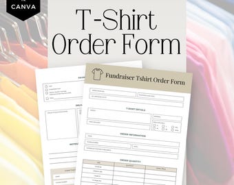 Team T-Shirt Order Form, Editable Custom Template for Small Business, Printable Design, Instant Download PDF