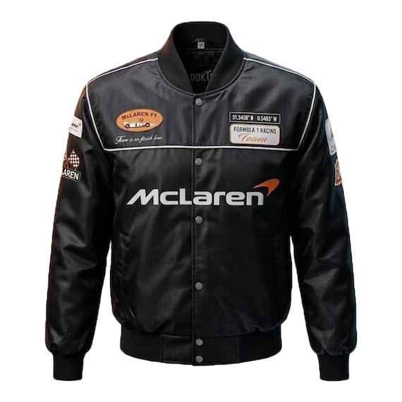 Black Mclaren Racing Bomber Jacket - Motorsport Fan Apparel - Etsy
