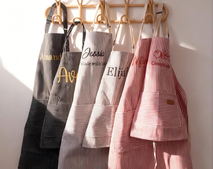 Personalized Embroidered Apron – Matching Family, Baking, Chef Style, Functional Pockets