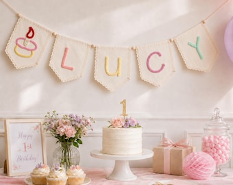 Baby Banner | Personalized Family Name Sign | Custom First Birthday Banner | Baby Shower Banner | Fabric Name Banner