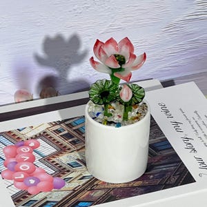 Handmade Glass Succulents, Fused Lotus Flower Glass Succulents, Potted Plants Cactus Lover, House Plant Gift for Friends Housewarming