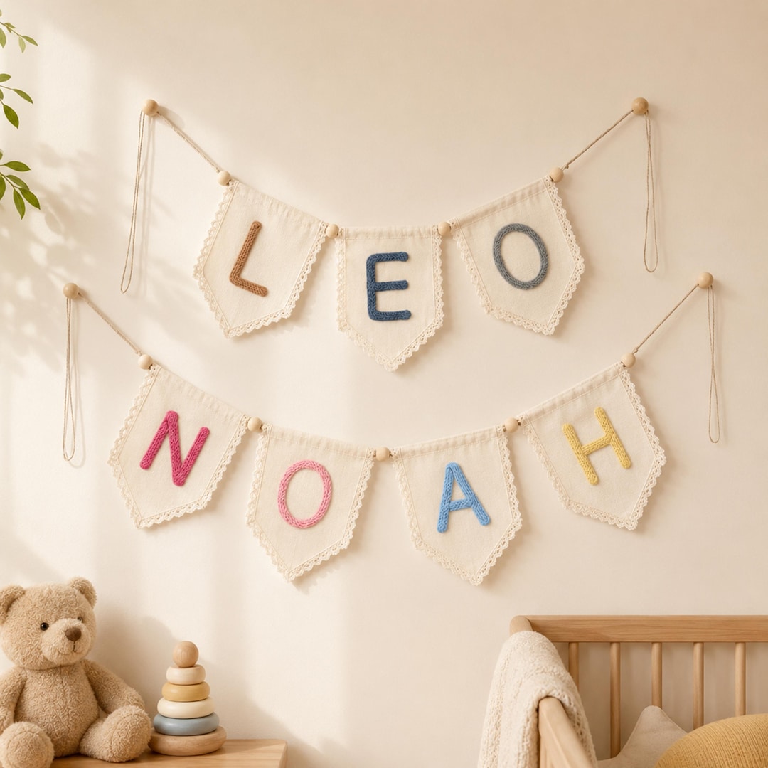 Name Banner | Boho Nursery Decor Banner | Personalized Newborn Name Sign | Custom Baby Roo