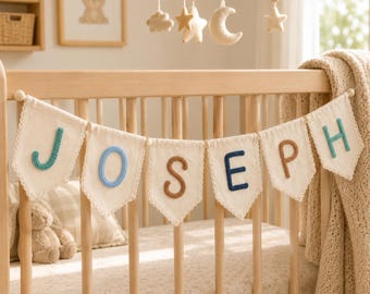 Baby Name Banner | Personalized Baby Announcement Sign | Custom Family Name Sign | Newborn Gift Banner | Fabric Name Banner
