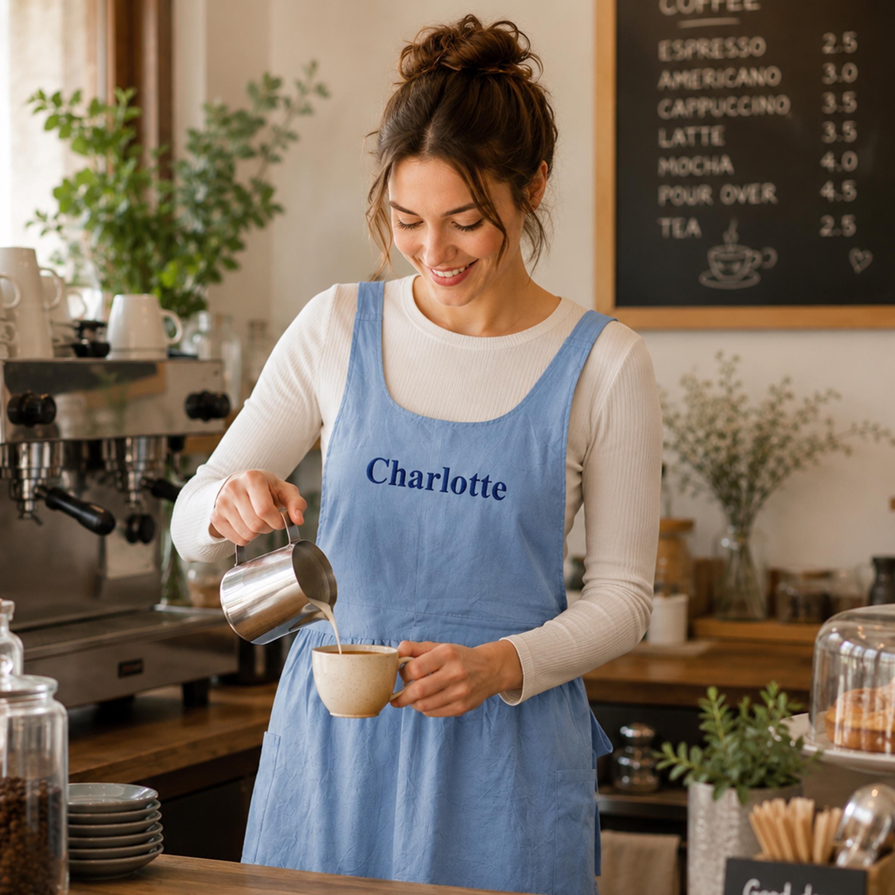 Personalized Cotton Blend Cross-Back Apron Custom Name or Logo Embroidery