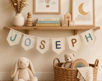 First Birthday Banner | Personalized Baby Name Banner | Custom Milestone Garland | Birthday Party Decor | Fabric Name Banner