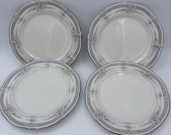 Noritake Rothschild 7293 Juego de 4 platos florales de porcelana color marfil, fabricados en Japón. Ideales para postres y ensaladas.
