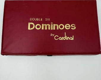 Cardinal Double Six Dominoes Set 28 Stück Ivory Tiles Roter Fall