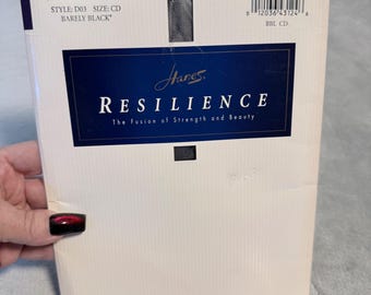 Vintage 1995 Hanes Resilience Pantyhose Barely Black Size CD Control Top USA