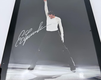 Podpisane zdjęcie w ramce, autograf łyżwiarza figurowego na igrzyskach olimpijskich