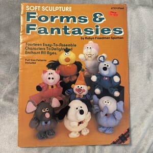 VNTG Soft Sculpture-vormen en fantasieën Poppen maken Naaipatronen 80's Craft Book
