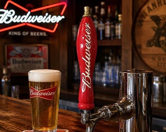 Budweiser Bierhahngriff aus Holz, rot, 26,7 cm, Vintage