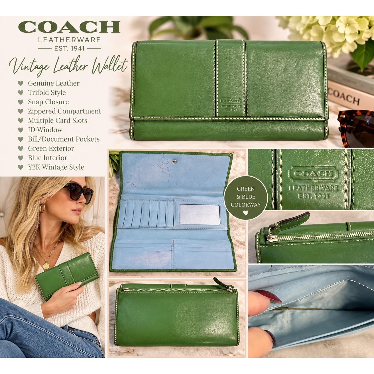 Vintage Coach Bag Green - Etsy