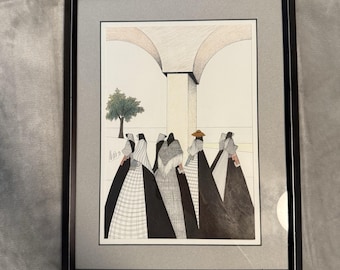 Signed "Nieto 90" Southwestern Print Framed — Amado Peña Jr. Style