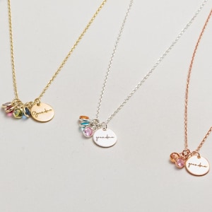 Collar personalizado con piedras de nacimiento y el mes de nacimiento de tus nietos, regalo de Navidad para la abuela, joyería familiar, collar para la abuela, joyería para la abuela