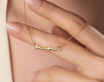 Mama Necklace in Sterling Silver, Gold & Rose Gold • Dainty Mom Necklace • Christmas Gift for Mom and Wife