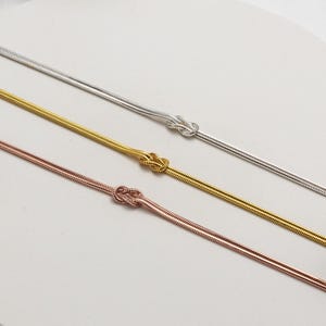 14k Gold Plated Knot Bracelet: Sterling Silver Snake Chain