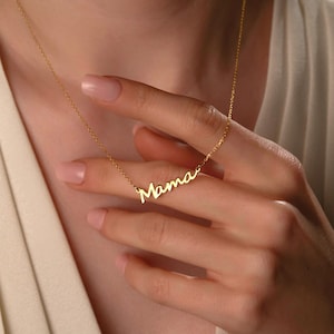 Dainty Mama Necklace in Sterling Silver / Gold / Rose Gold Plated, Mother’s Day Gifts, Mom Necklace, 14K Gold Plated Tiny Mama Necklace Gift