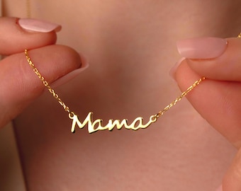 Dainty Mama Necklace in Sterling Silver, Gold & Rose Gold • Mom Necklace • Christmas Gift for Mom and Wife