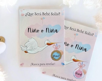Gender Reveal Scratch off cards Spanish. Revelación de Género.  Baby reveal in Spanish. Sera Niña o Niño ?