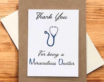 Thank You Doctor note. Hand illustrated Doctor appreciation card. Gifts for doctors. Gifts for rheumatologists, dentists, and eye doctors.