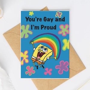 Pride Month Karte | SpongeBob lustige Karte | Witzig | Popkultur Karte | Nostalgische lustige stolze Monatskarte für Freunde und Geliebte