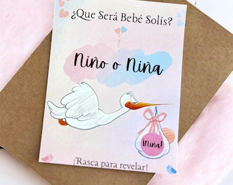 Spanish Gender Reveal Scratch Off Cards: Niña o Niño