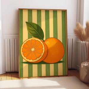 Orange Fruit Poster | Orange Wall Decor | Farmhouse Kitchen Art | Kitchen Prints | Trendy Food Art | Retro Kitchen Art | Fruit Wall Decor
