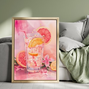 Cocktail Wall Art Canvas | Maximalist Decor | Preppy Dorm Wall Decor | Alcohol Poster | Bar Cart Decor | Dorm Room Decor | Feminist Poster