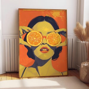 Orange Art Print | Women Wall Art Poster | Glam Disco Ball Orange | Preppy Trendy | Kitchen Decor | Trendy Poster For Summer | MA86