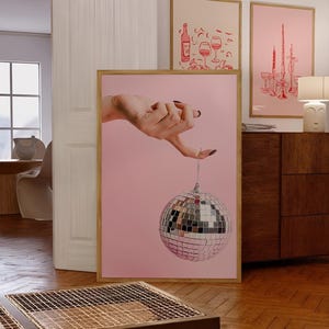 Wydruk Disco Ball | Estetyczna sztuka ścienna | Elegancka sztuka ścienna | Modna sztuka ścienna | Dziewczęca sztuka ścienna | Funky sztuka ścienna | Plakat Disco Ball | Sztuka w ramie