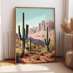 Vintage Mexican Cactus Poster | Colourful Mexican Art | Traditional Mexican Artwork | Floral Vintage Poster | Latin Decor | Cultural Gift