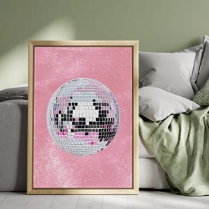 Disco Balls Wall Decor | Maximalist Poster | Trendy Decor | Mirror Ball Preppy Print | Wall Art Canvas | Disco Ball Decor | Canvas Painting