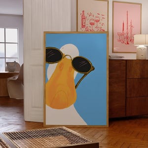 Duck Portrait Wall Art | Funny Blue Bathroom Art | Toilet funny Poster | For Kids Room Decor | Funny Animal Wall Art | Animal Cartoon Poster