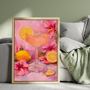Bar Cart Print | Maximalist Decor | Preppy Dorm Decor | Alcohol Poster | Champagne Poster | Dorm Room Decor | Feminist Poster | Funky Art
