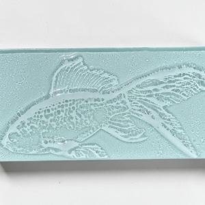 Set of 6 3D texture hand crafted artisan fish glass tiles, ocean decorative glass pool tiles, kitchen bathroom shower backsplash